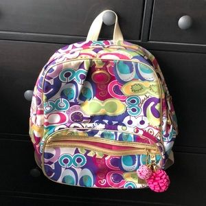 Multi colored coach backpack